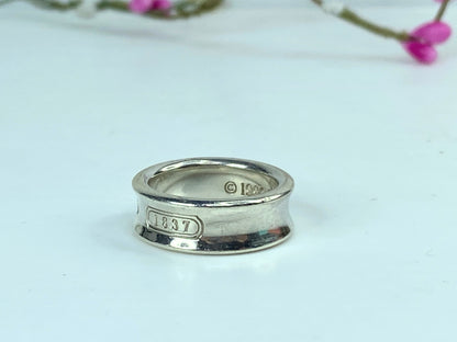 Tiffany & Co. 1837 Vintage 925 Sterling Silver Band Ring Size 5.5 6.9g JR1043