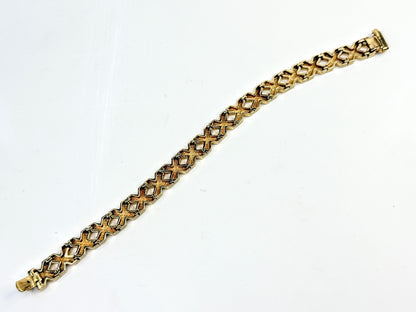 Vintage 14K Gold Geometric X Link Bracelet 7.25" JR1567