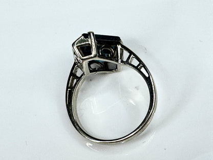 10K White Gold Rhombus Cut Topaz Statement Ring Size 6 JR1732