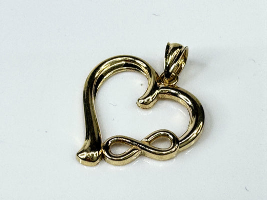 10K Yellow Gold Heart Infinity Textured Pendant Charm  JR1733