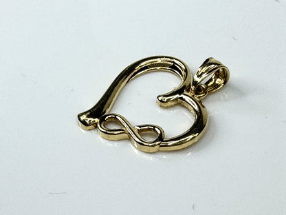10K Yellow Gold Heart Infinity Textured Pendant Charm  JR1733