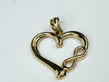 10K Yellow Gold Heart Infinity Textured Pendant Charm  JR1733