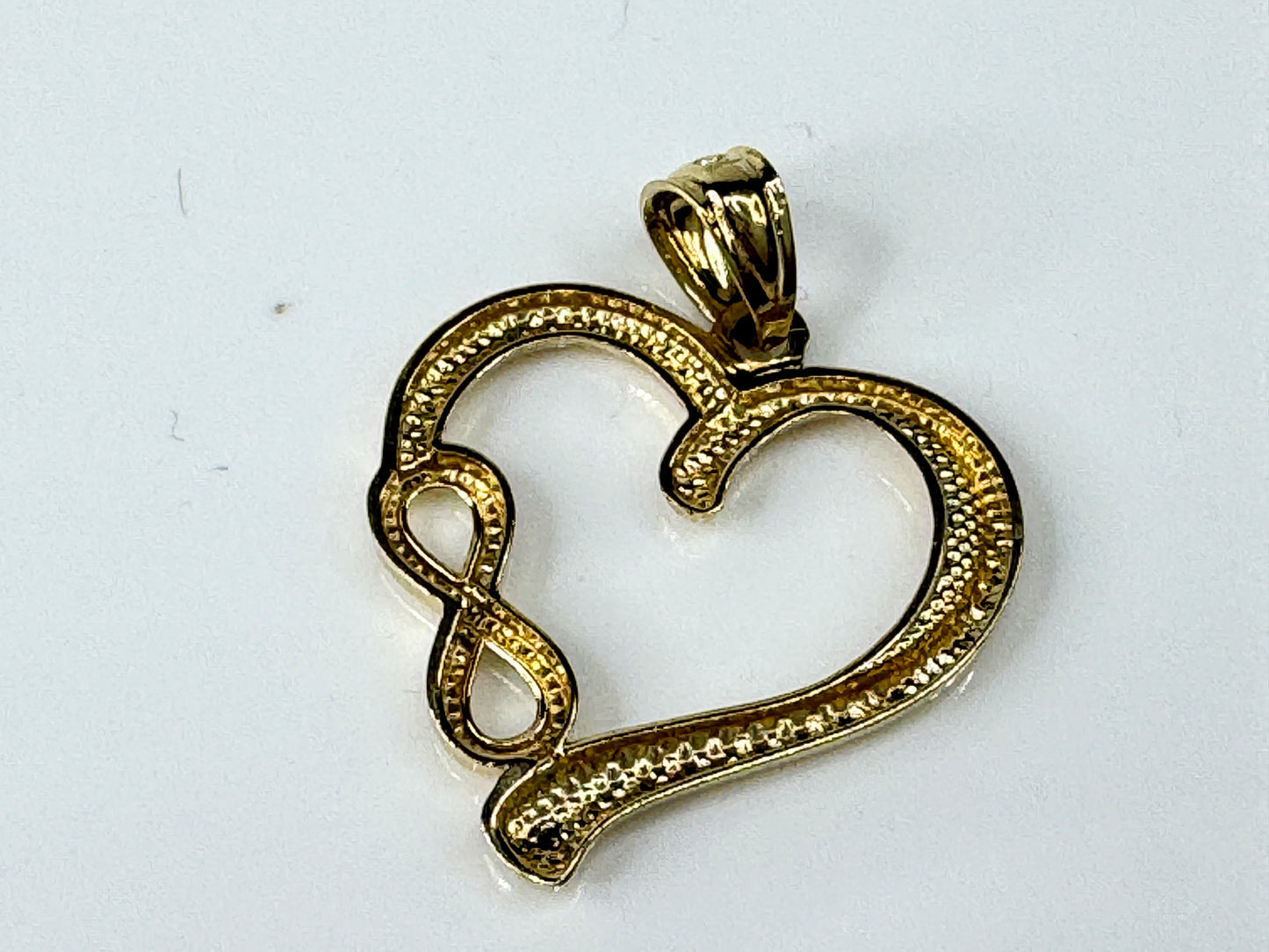 10K Yellow Gold Heart Infinity Textured Pendant Charm  JR1733