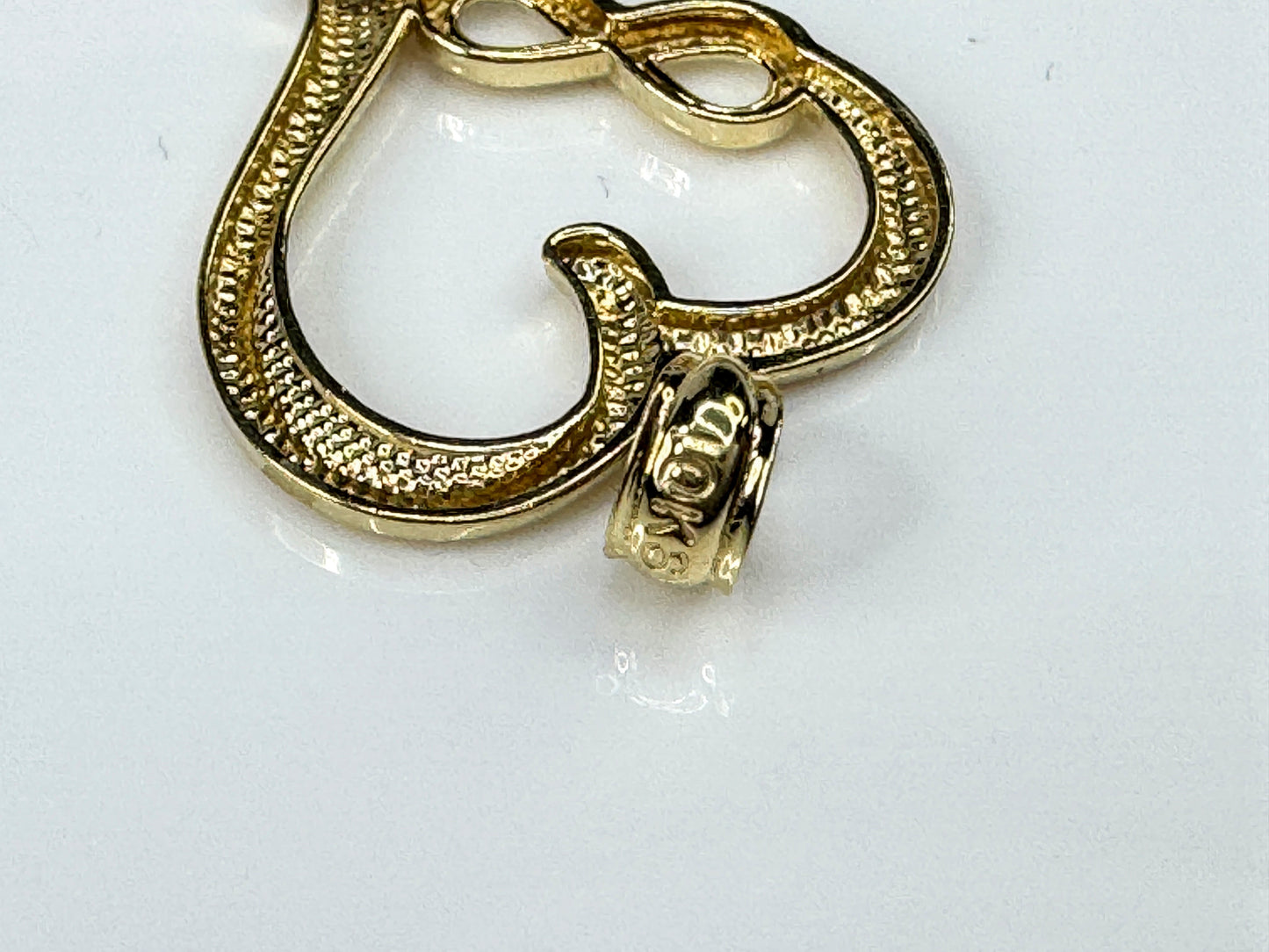 10K Yellow Gold Heart Infinity Textured Pendant Charm  JR1733