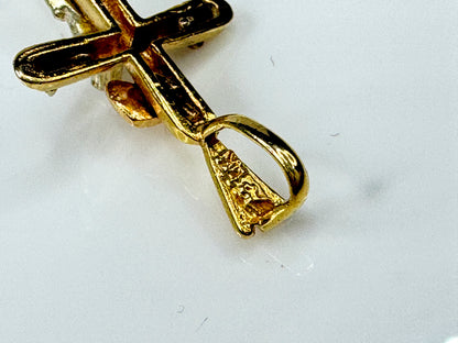 10K Two Tone Gold 3D Crucifix Christ Cross Pendant 28mm x 16mm JR1734