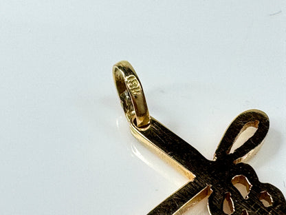 18K Yellow Gold Jesus Script Cross Pendant 3.7g 1.5" x 3/4" JR1735