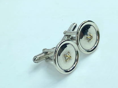 Vintage Tiffany & Co. Cufflinks Gold K18YG x Sterling Silver Button motif SS119