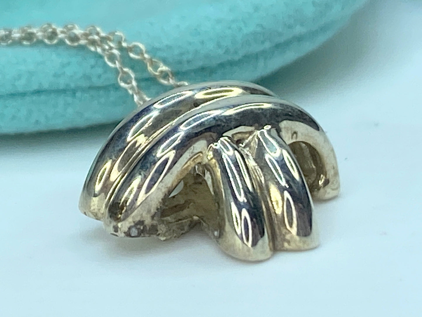 Tiffany & Co Silver Signature X Necklace Pendant 16.5" Chain Gift Love JR9911
