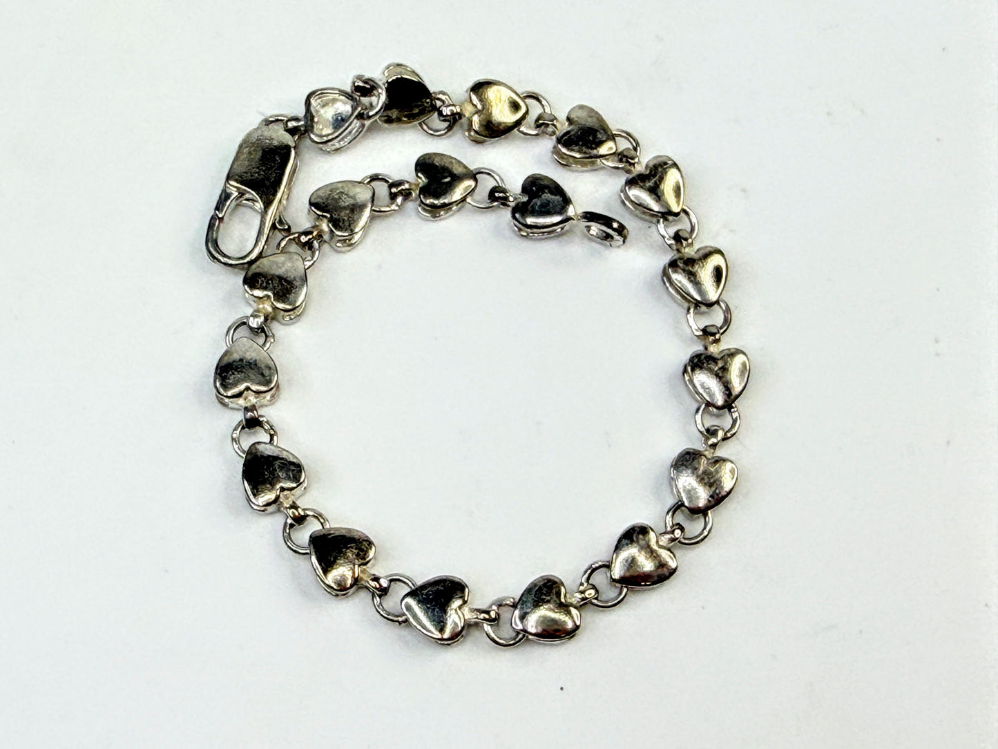 Vintage Tiffany & Co. Sterling Silver Heart Link Bracelet  7g 6.5" JR1559