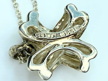 Tiffany & Co Silver Signature X Necklace Pendant 16.5" Chain Gift Love JR9911