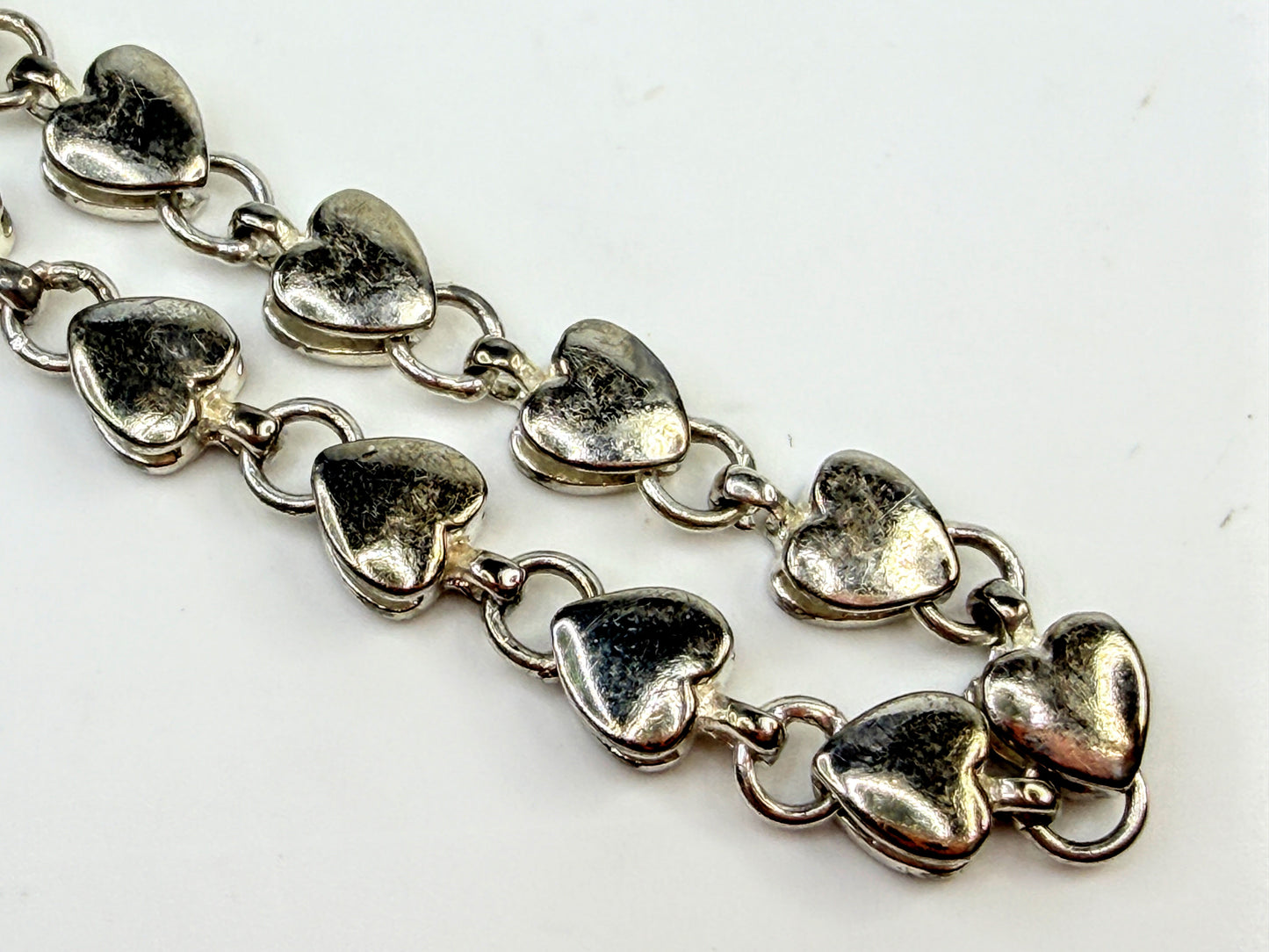 Vintage Tiffany & Co. Sterling Silver Heart Link Bracelet  7g 6.5" JR1559