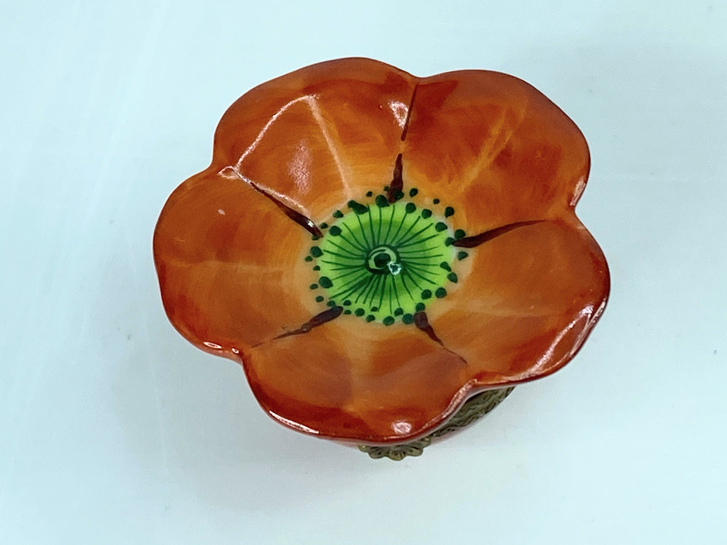 Marque Deposee limoges Vibrant Orange Flower Box for Nature Lovers A536