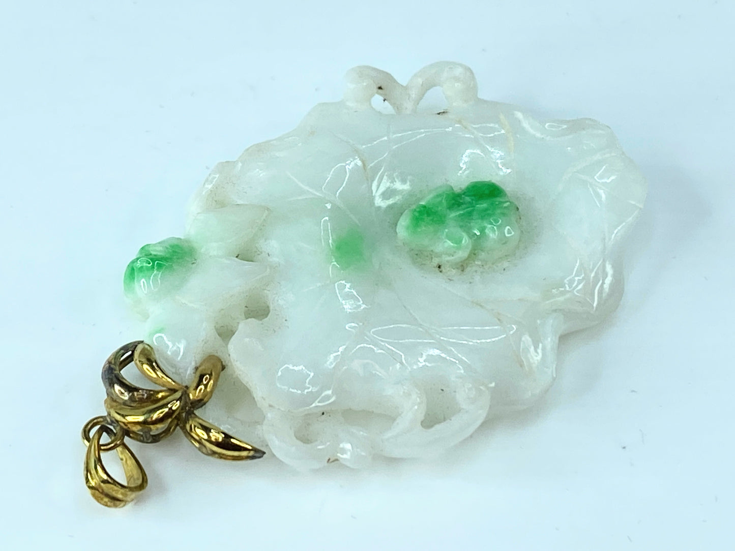 GIA natural Jadeite Jade Frog on a Lily pad