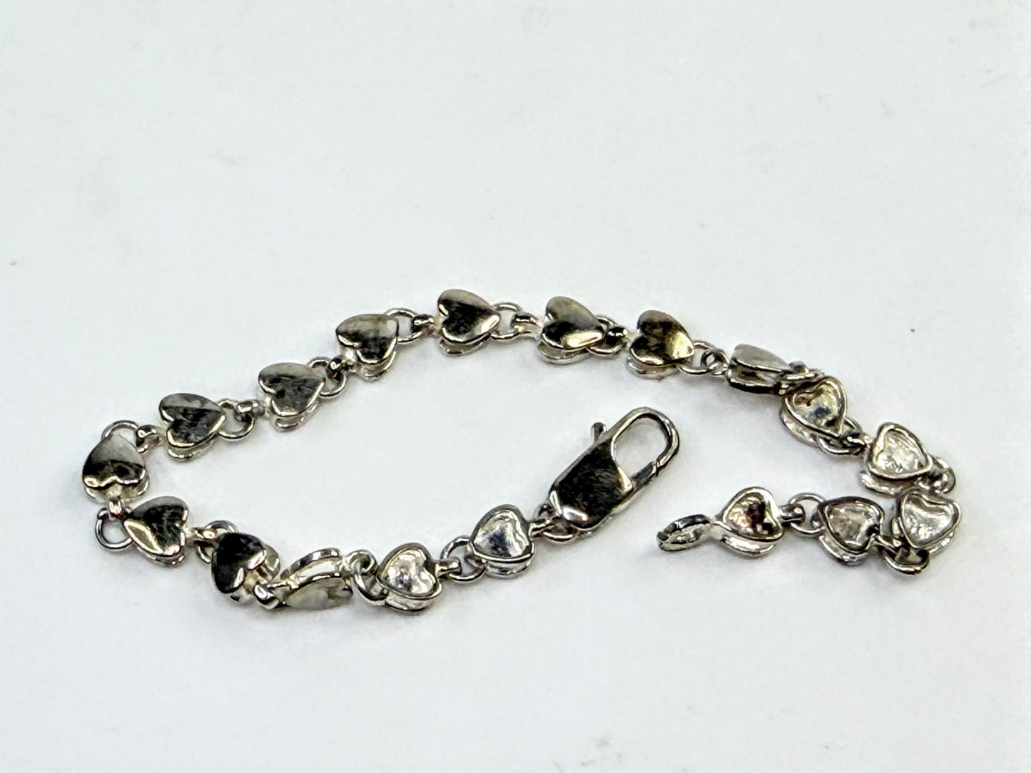 Vintage Tiffany & Co. Sterling Silver Heart Link Bracelet  7g 6.5" JR1559