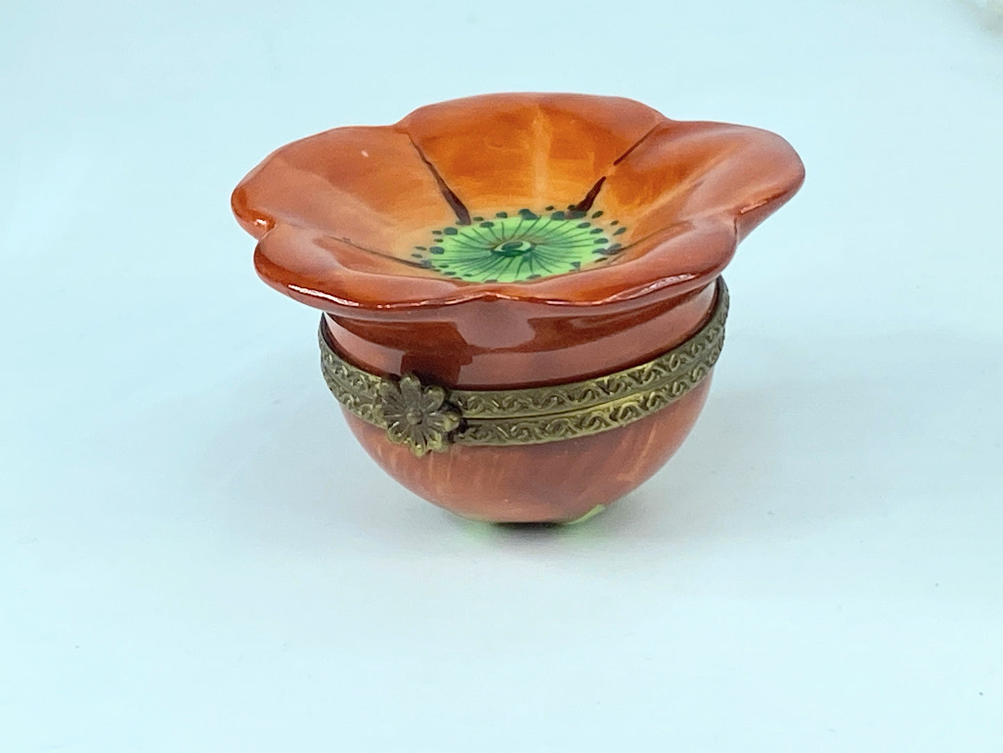 Marque Deposee limoges Vibrant Orange Flower Box for Nature Lovers A536