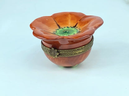 Marque Deposee limoges Vibrant Orange Flower Box for Nature Lovers A536