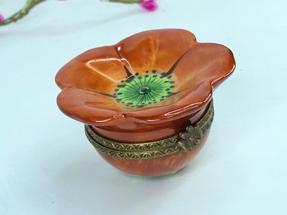 Marque Deposee limoges Vibrant Orange Flower Box for Nature Lovers A536