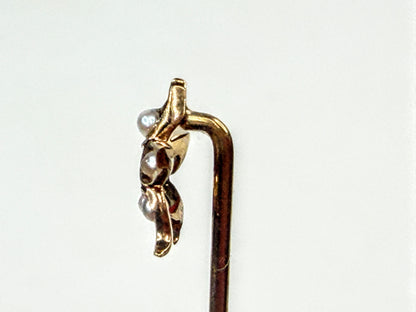 Vintage 15K Gold Garnet and Seed Pearl Starburst Stick Pin JR1573
