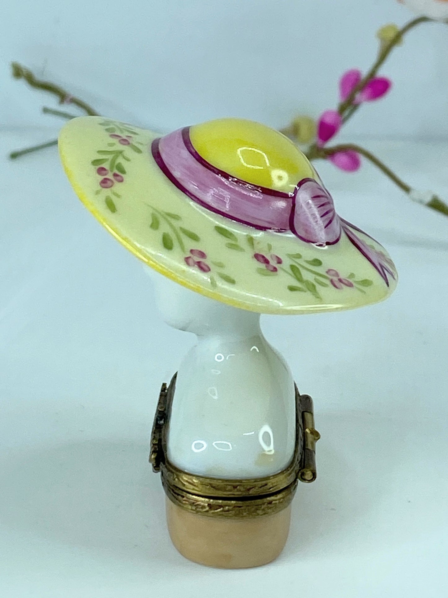 Sinclair Ltd Edit Limoges peint main Charming Hat Box Collectible trinket A537