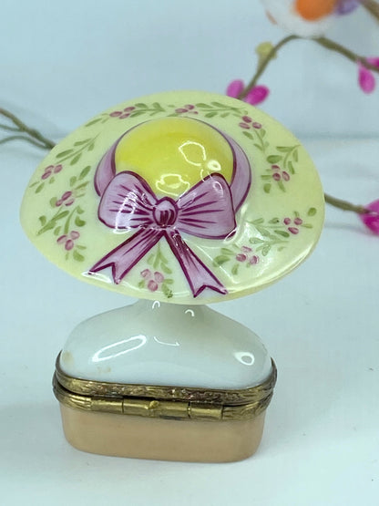 Sinclair Ltd Edit Limoges peint main Charming Hat Box Collectible trinket A537