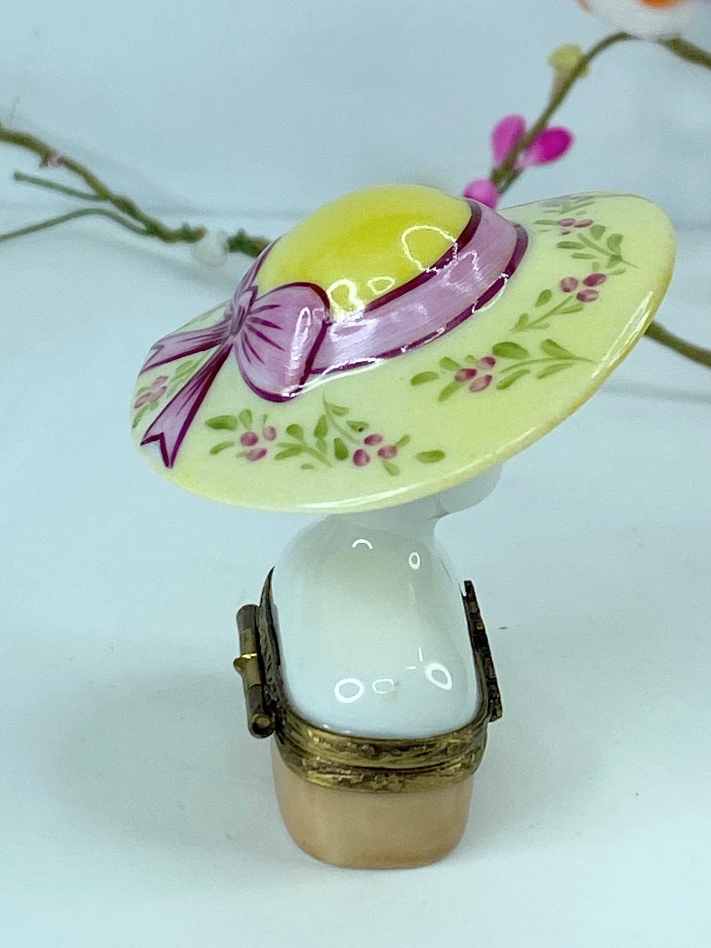 Sinclair Ltd Edit Limoges peint main Charming Hat Box Collectible trinket A537