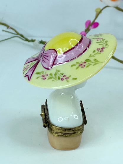 Sinclair Ltd Edit Limoges peint main Charming Hat Box Collectible trinket A537