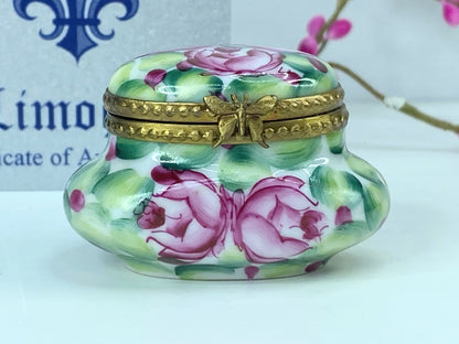 Rochard Limoges peint main Elegant Green Limoges Box for Home Decor A538