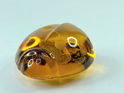 Cute Old Baccarat Paperweight Ladybug Beautiful Amber French Antique A307
