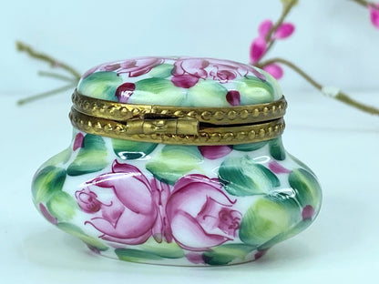Rochard Limoges peint main Elegant Green Limoges Box for Home Decor A538