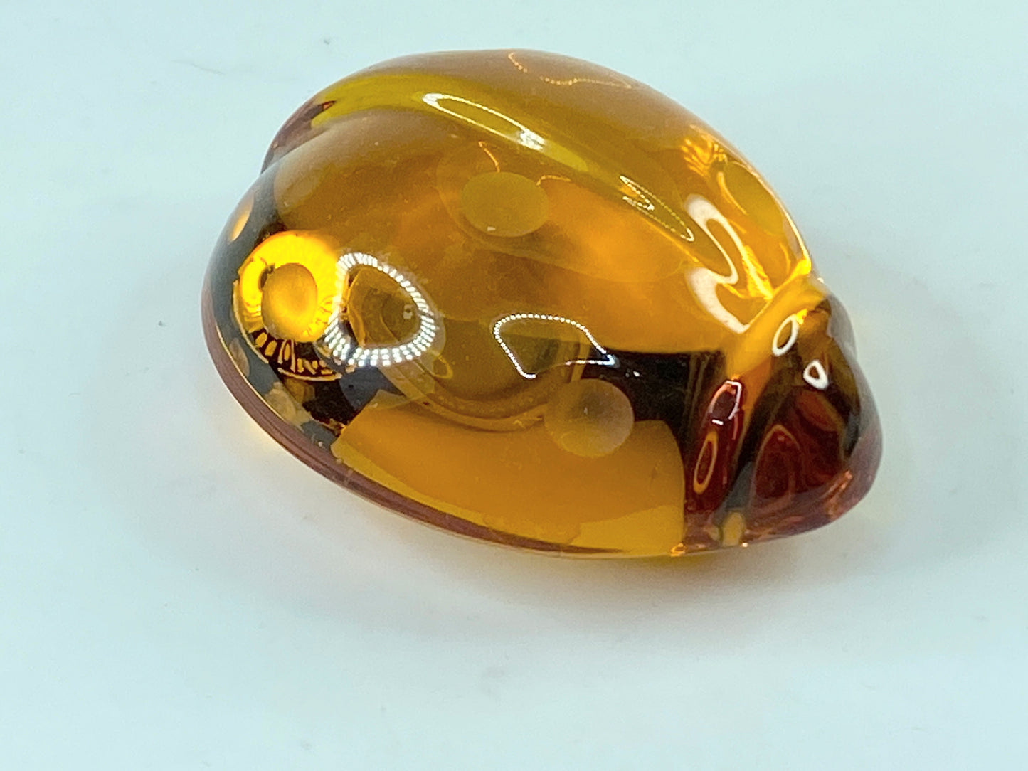 Cute Old Baccarat Paperweight Ladybug Beautiful Amber French Antique A307