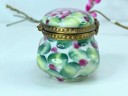 Rochard Limoges peint main Elegant Green Limoges Box for Home Decor A538