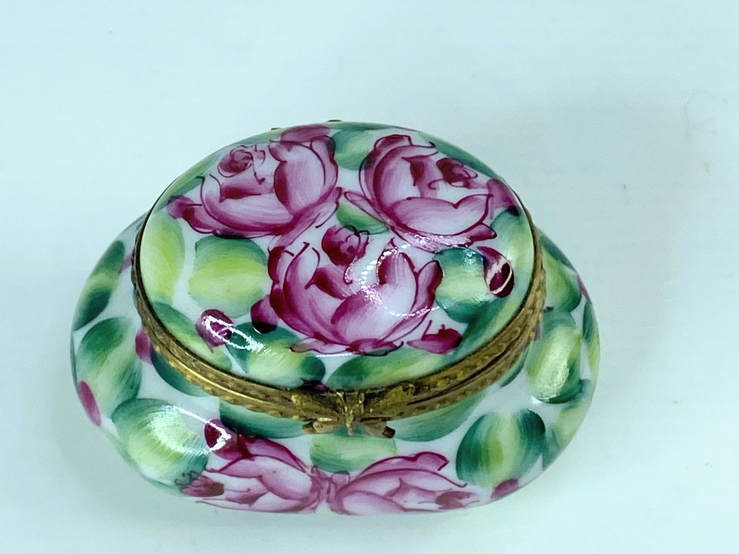 Rochard Limoges peint main Elegant Green Limoges Box for Home Decor A538