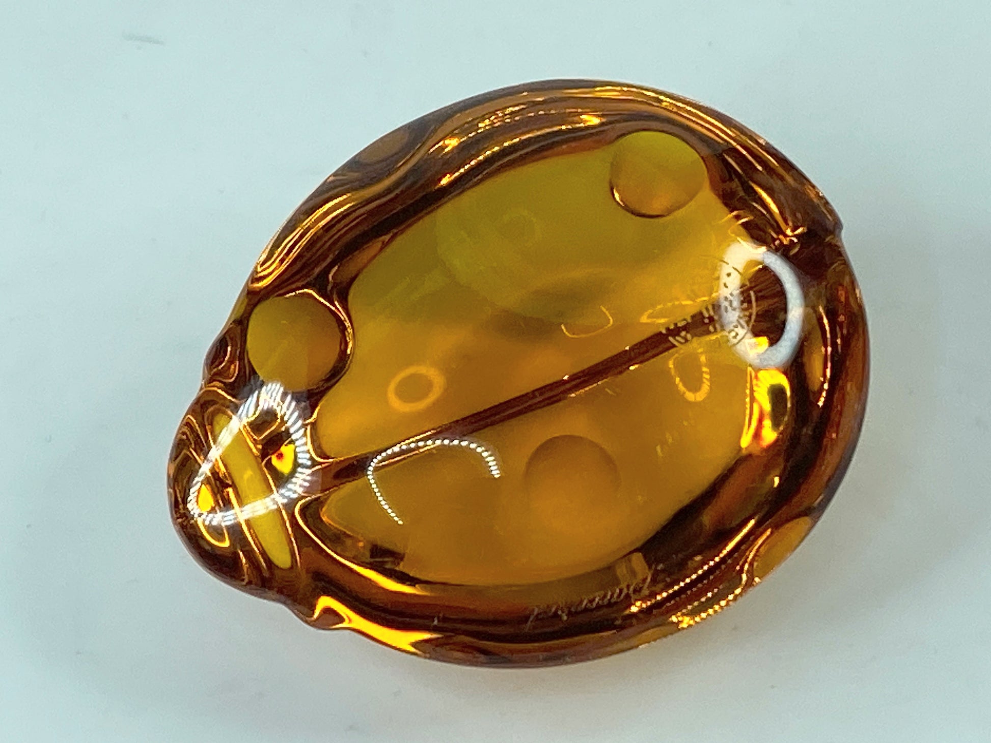 Cute Old Baccarat Paperweight Ladybug Beautiful Amber French Antique A307