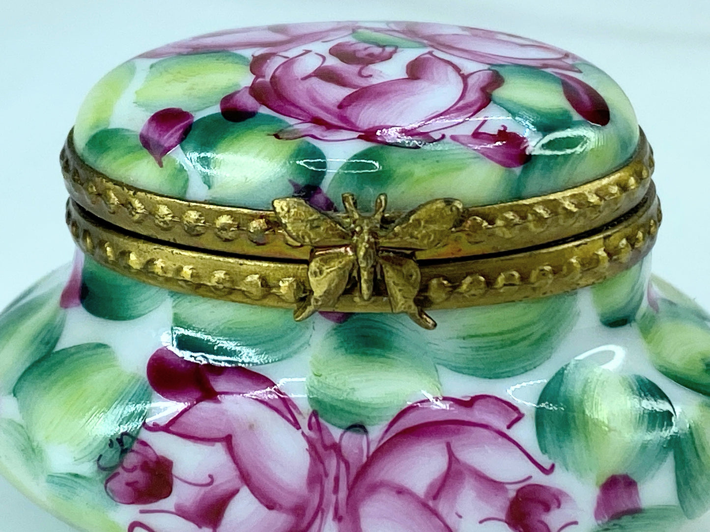 Rochard Limoges peint main Elegant Green Limoges Box for Home Decor A538