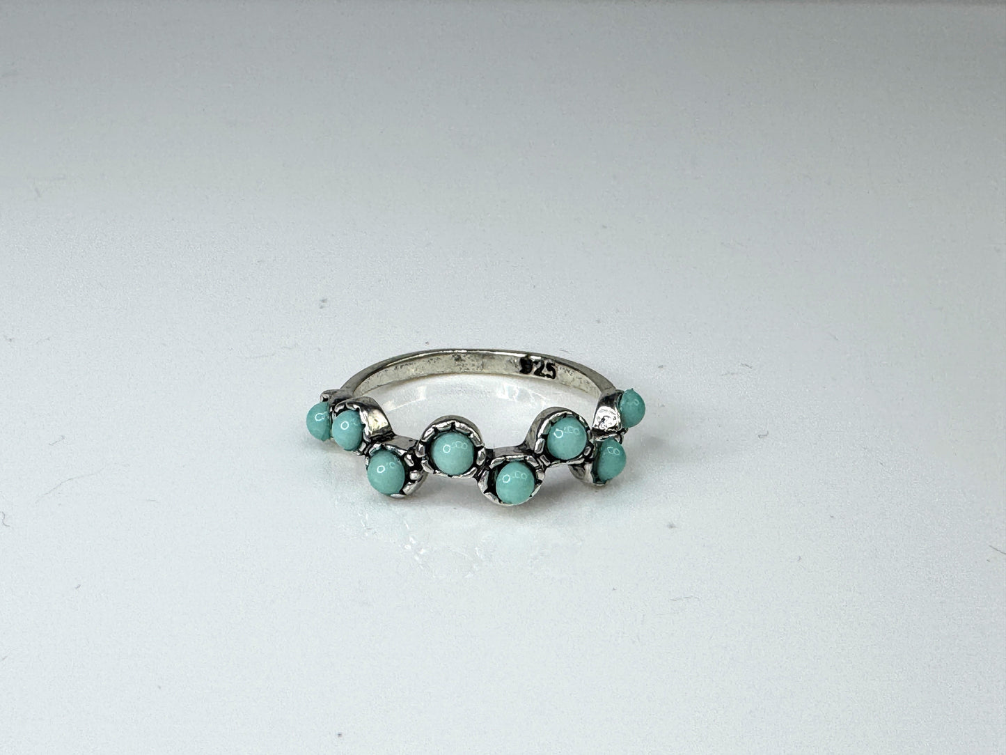 Vintage Sterling Silver Turquoise Band Ring Size 9.5 JR1739