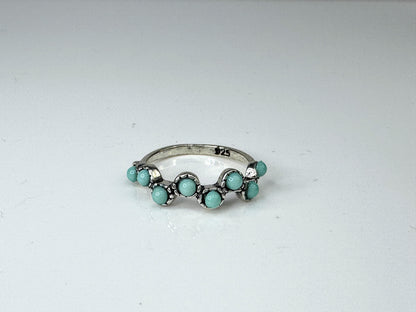 Vintage Sterling Silver Turquoise Band Ring Size 9.5 JR1739