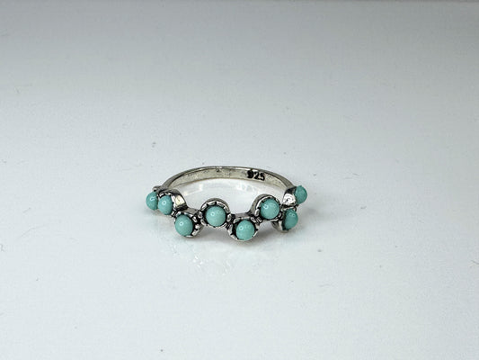 Vintage Sterling Silver Turquoise Band Ring Size 9.5 JR1739