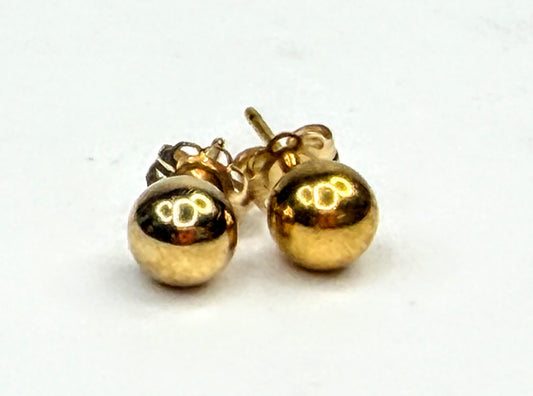 Vintage 14K Yellow Gold 5mm Ball Stud Earrings JR1575