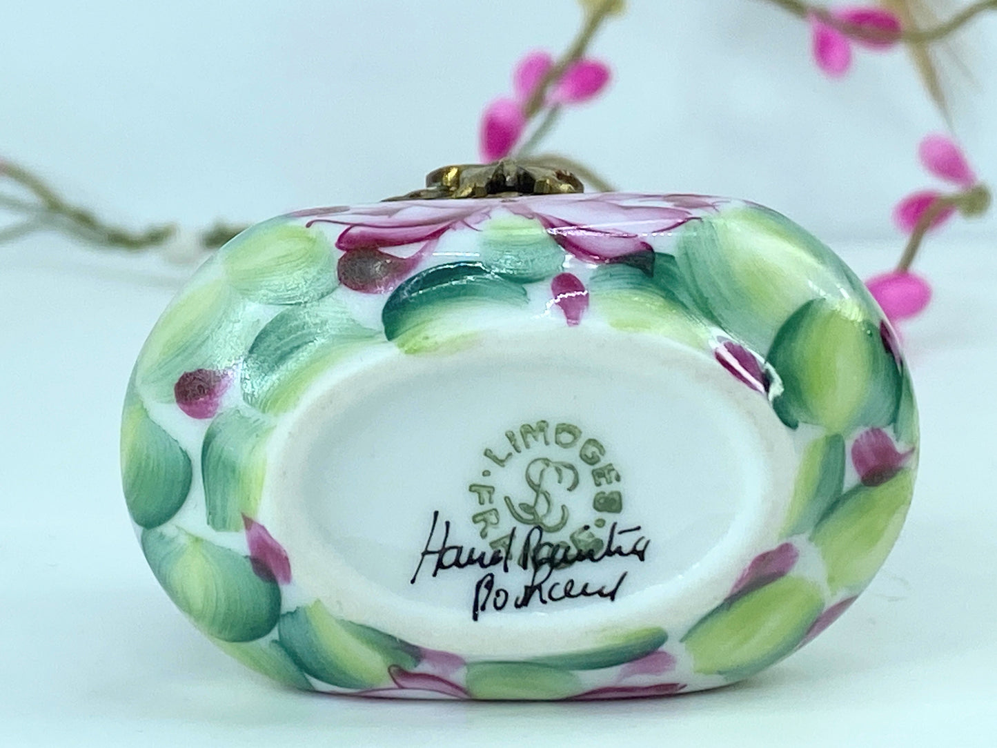 Rochard Limoges peint main Elegant Green Limoges Box for Home Decor A538