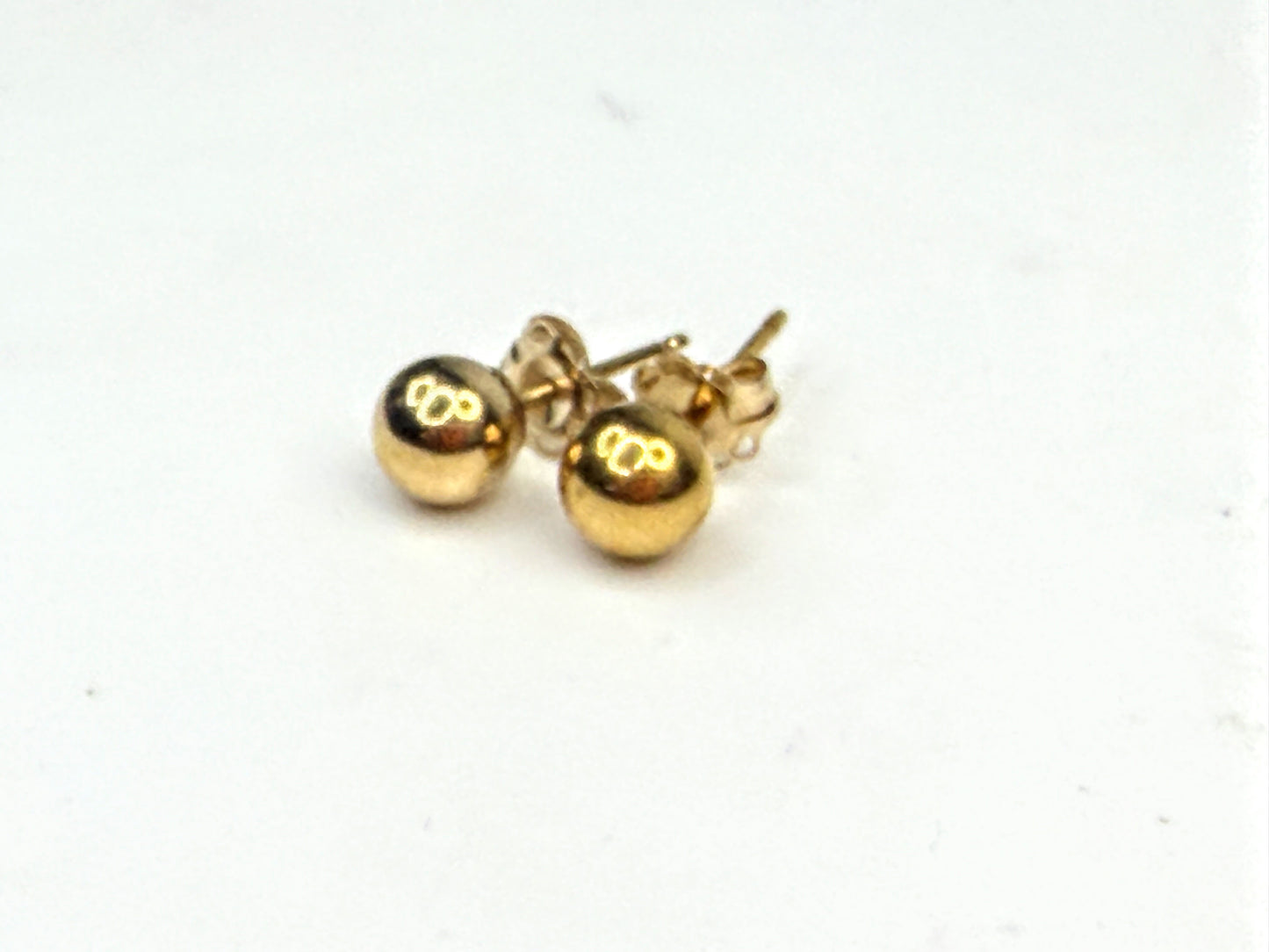 Vintage 14K Yellow Gold 5mm Ball Stud Earrings JR1575