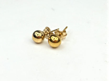 Vintage 14K Yellow Gold 5mm Ball Stud Earrings JR1575