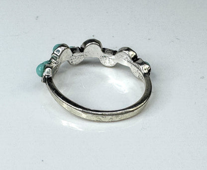 Vintage Sterling Silver Turquoise Band Ring Size 9.5 JR1739