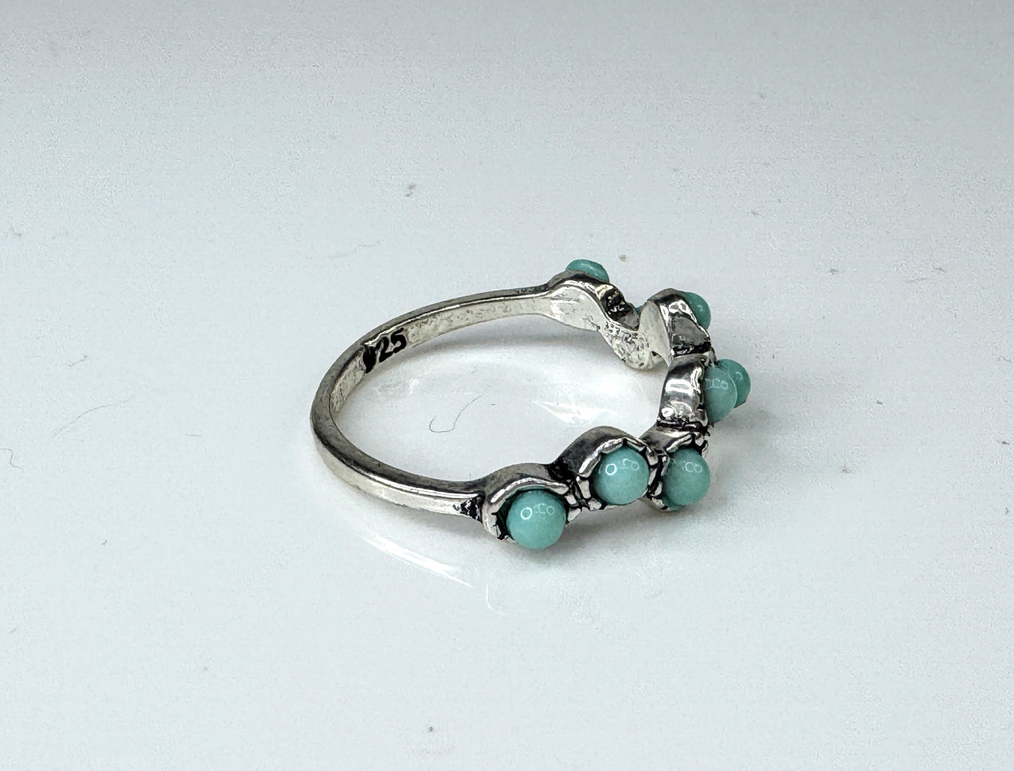 Vintage Sterling Silver Turquoise Band Ring Size 9.5 JR1739