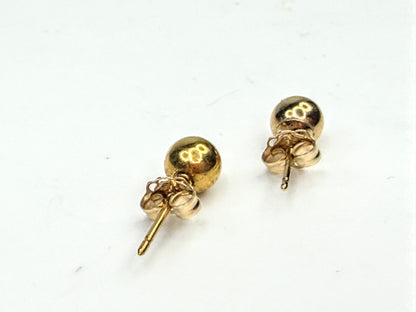 Vintage 14K Yellow Gold 5mm Ball Stud Earrings JR1575