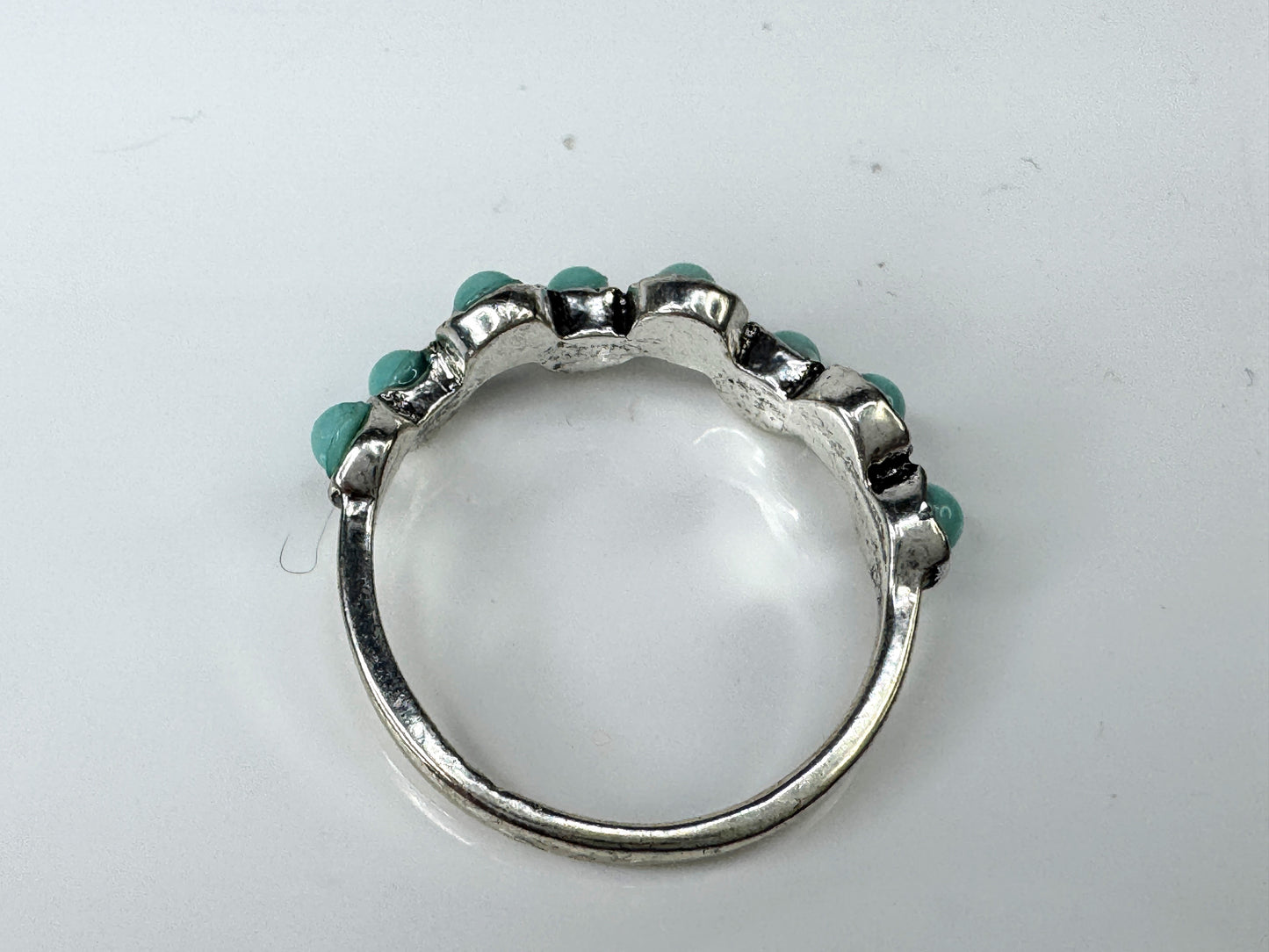 Vintage Sterling Silver Turquoise Band Ring Size 9.5 JR1739
