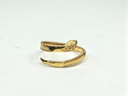 Vintage Handmade 18K Yellow Gold Flexible Coil Snake Ring JR1577