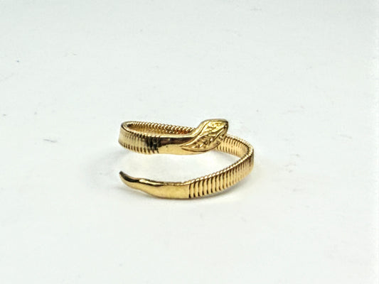 Vintage Handmade 18K Yellow Gold Flexible Coil Snake Ring JR1577