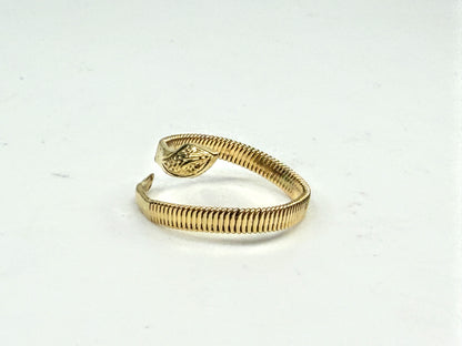 Vintage Handmade 18K Yellow Gold Flexible Coil Snake Ring JR1577