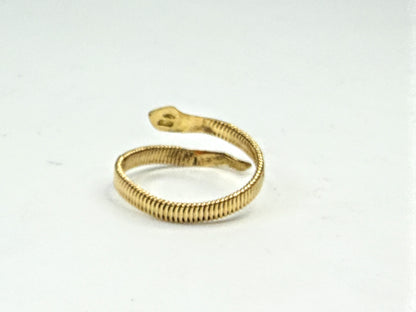 Vintage Handmade 18K Yellow Gold Flexible Coil Snake Ring JR1577