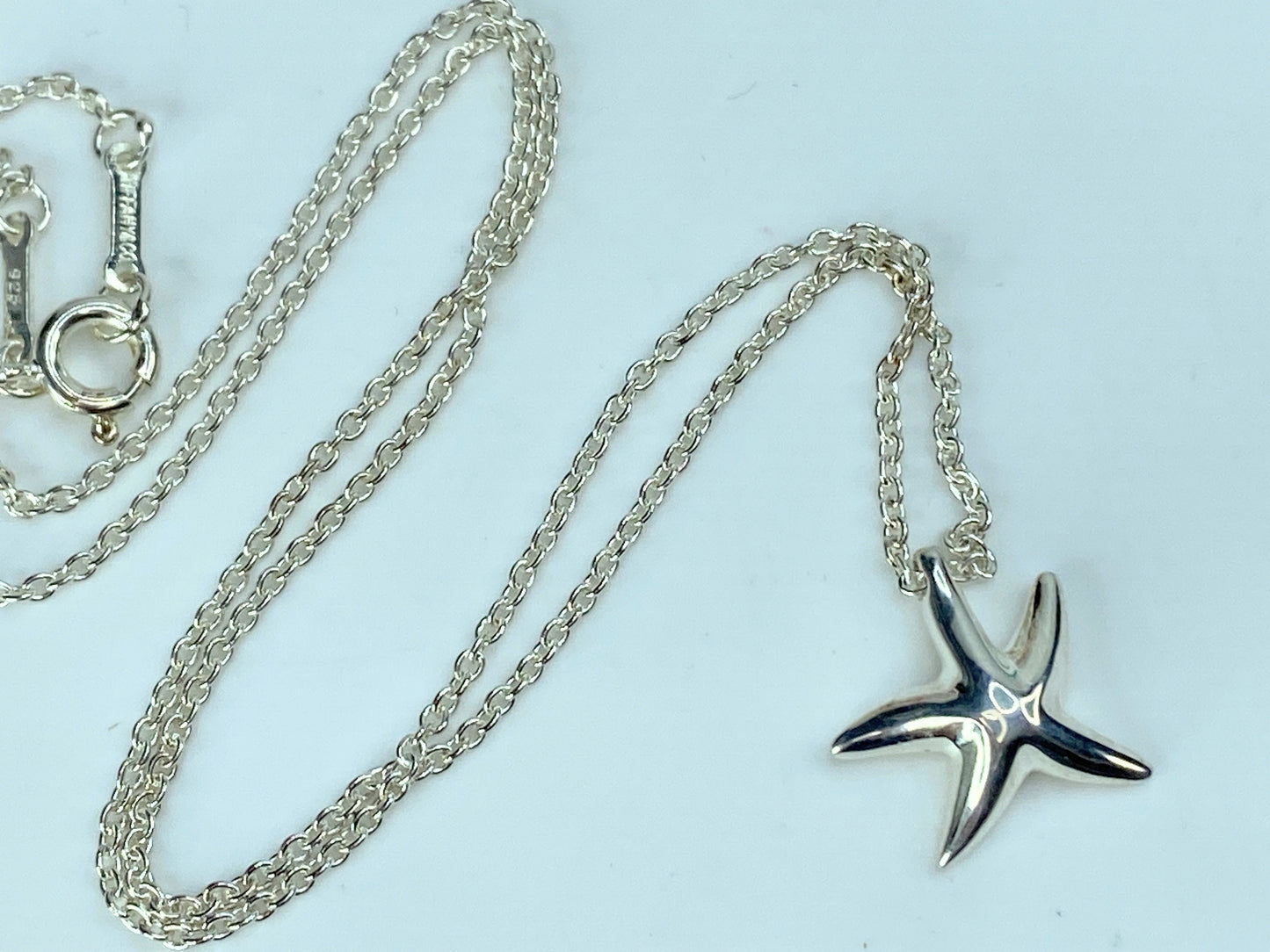 Tiffany & Co. Elsa Peretti Silver small  Starfish Pendant Necklace 16.5" JR9912